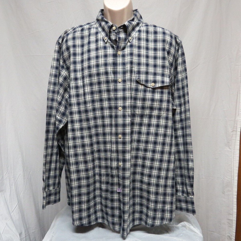 Chaps Shirt Twill Blue Plaid Heavyweight Shirt‎ Size XXL